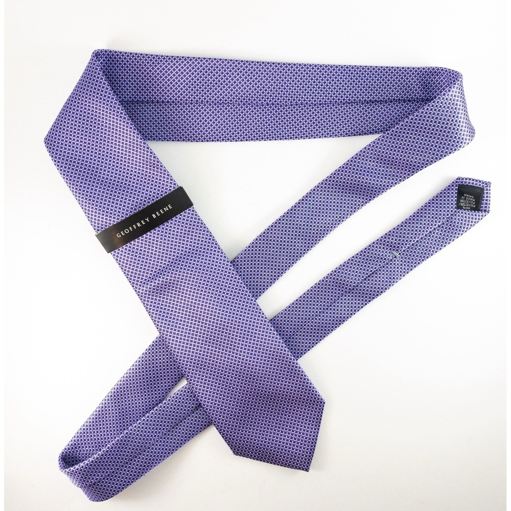 Geoffrey Beene Men's Silk/Poly Tie Lilac Micro Check, Made In USA NWT retail $45